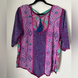 Vintage 90s Maggie Shepherd Boho Tunic Blouse – Made in Australia Size M